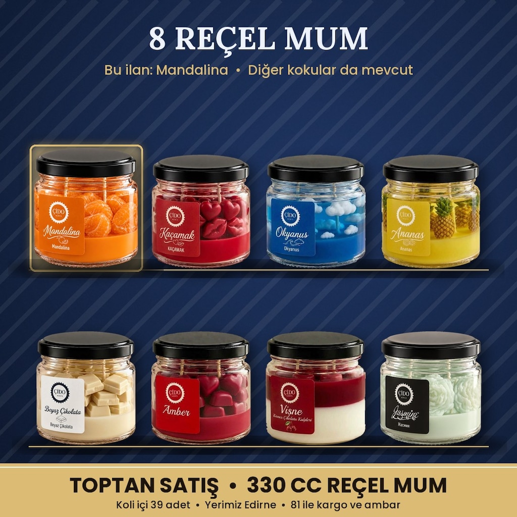ÇİDO MİRİS DEKORATİF REÇEL MUM MANDALİNA | TOPTAN SATIŞ - 3