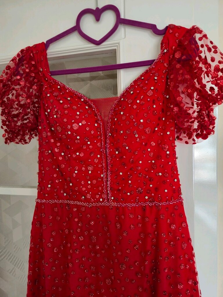 ÖZEL TASARIM KIRMIZI ABİYE ELBİSE - 3