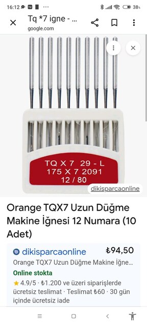 TQx7 Uzun Düğme ignesi