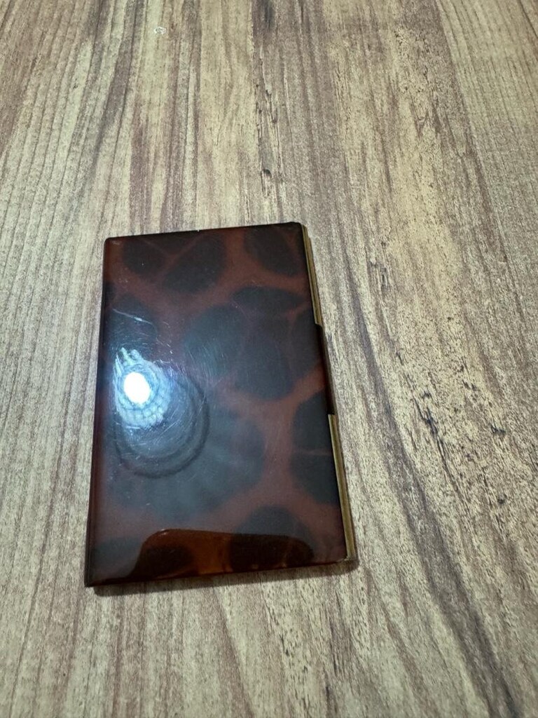 Vintage / Retro Kaplumbağa Kabuğu Desenli Metal Kartvizitlik - 5