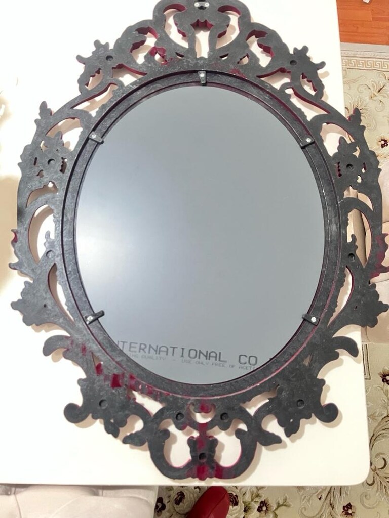 Büyük Boy Dekoratif Ayna Kadife Aynası Bordo - 9