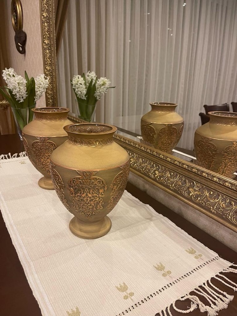 2 ADET PAŞABAHÇE OSMANLI 700.YIL ANISI ALTIN VARAKLI ANTİKA VAZO - 4