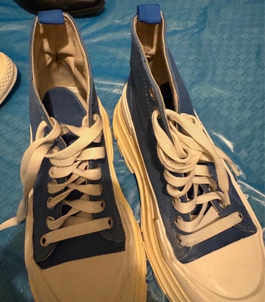 Mavi Bağcıklı Yüksek Bilekli Sneaker - 3