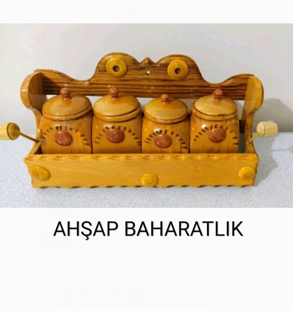 Ahşap baharatlık takı kutusu bambu kavanoz 5li iKEA KARACA HOME MUDO - 2