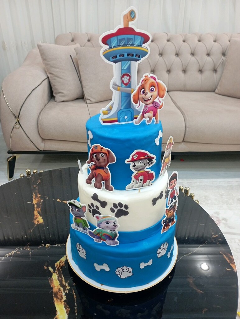 Paw patrol Dogum günü pastası (Şeker hamuru) - 3