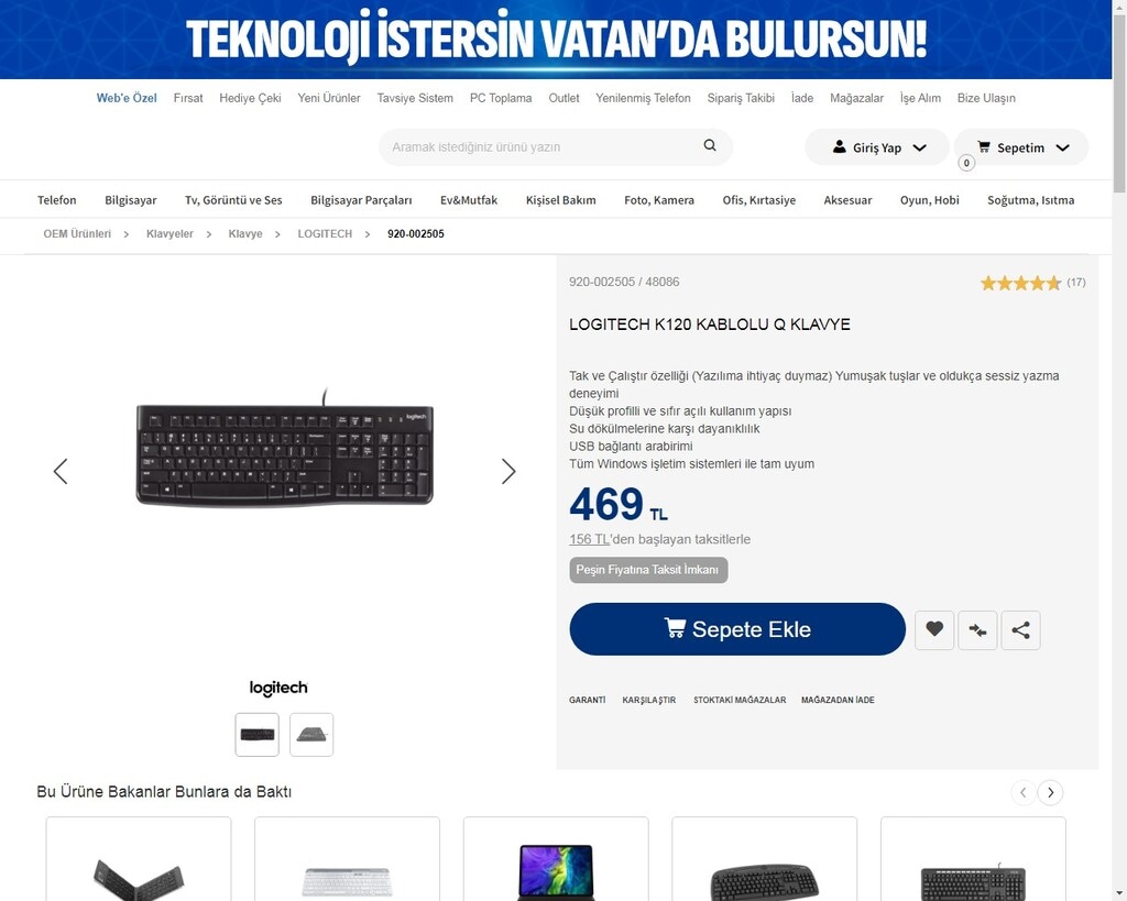 Logitech K120 Usb Klavye 2 - 10