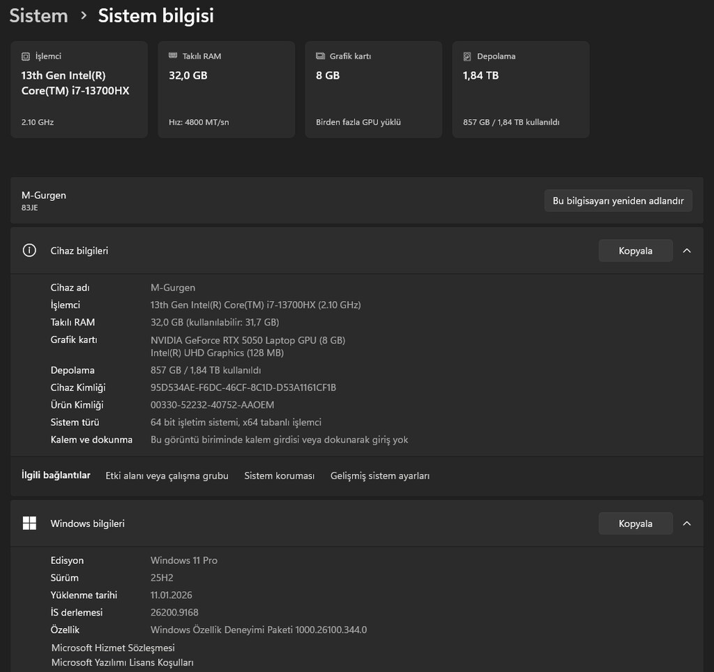 LENOVO LOQ 15IRX10 | i7-13700HX RTX 5050 8GB 32GB RAM 2TB SSD - 8