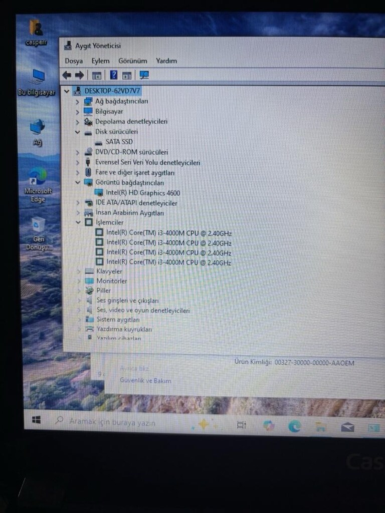 İŞLEMCİ i3-4000M, 120GB SSD DEPOLAMA CASPER NIRNAVA NB 15.6 - 5