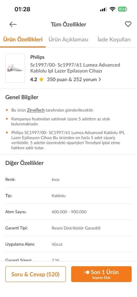 Philips Lumea Kablolu IPL Lazer Epilasyon - 3