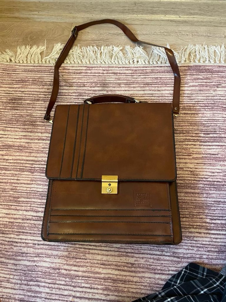 orijinal vintage deri çanta - 8