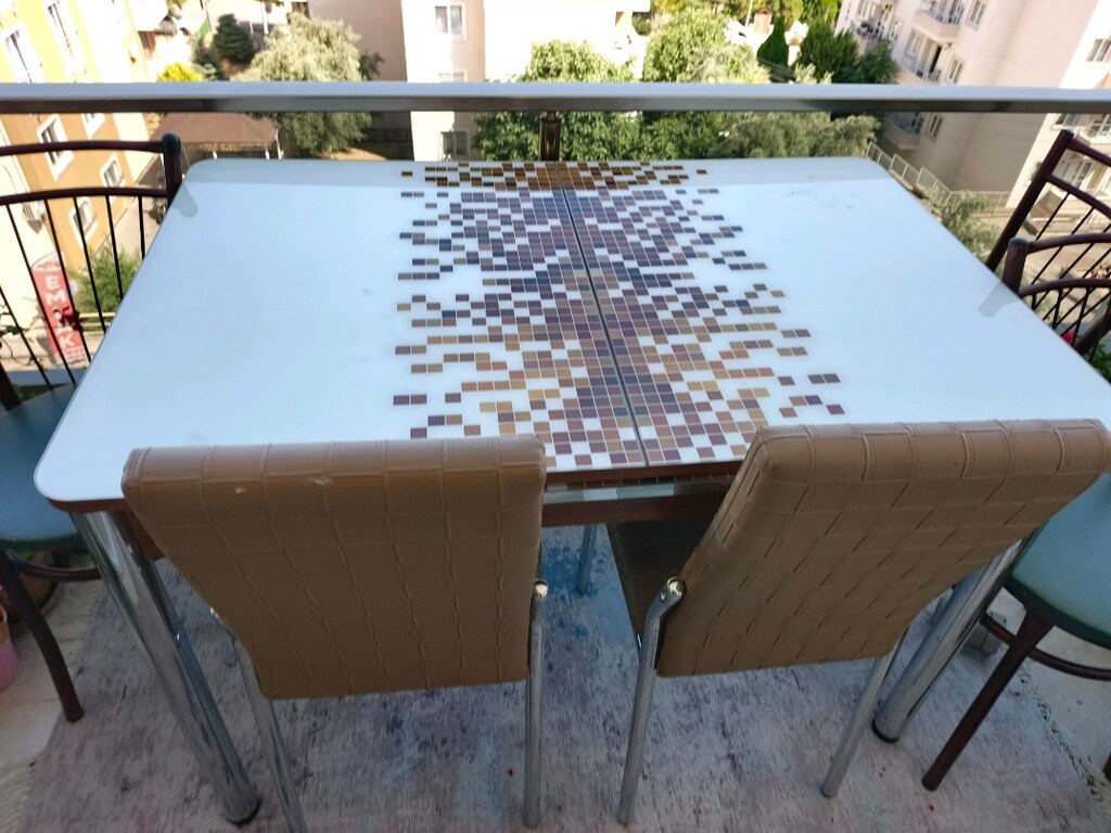tertemız sıfırdan farksız mutfak masası takımı camlı kalıteli acmalı - 6