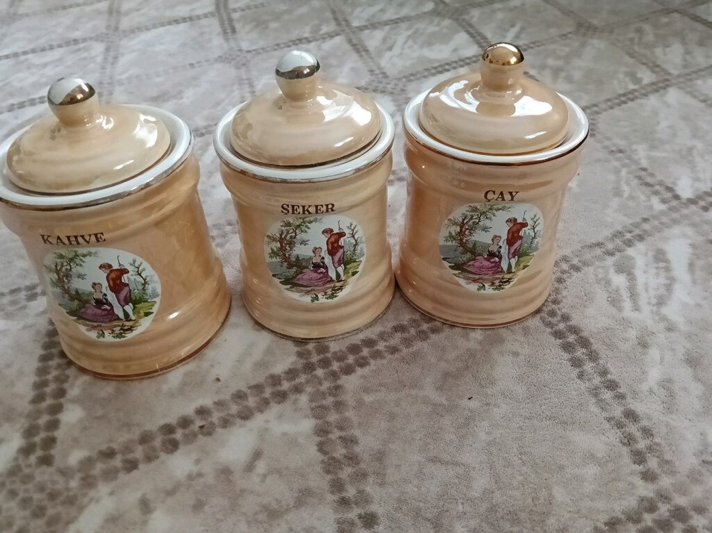 üçlü çay şeker kahve vazosu - 2