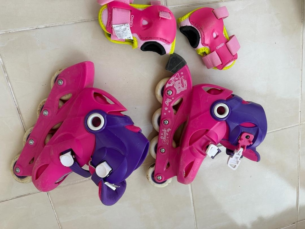 Decathlon kız pembe paten ve dizlik - 3