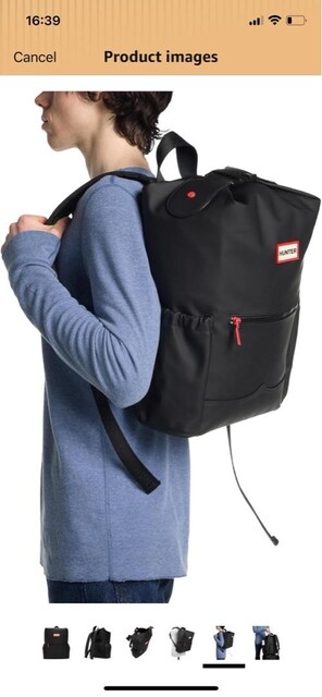 Hunter Top Clip Backpack, Smooth Black, Large CANTA