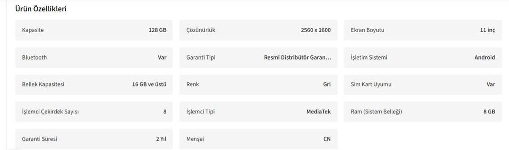 Lenovo Tablet Idea Tab 8GB 128GB 11" GARANTİLİ- çok az kullanıldı - 11