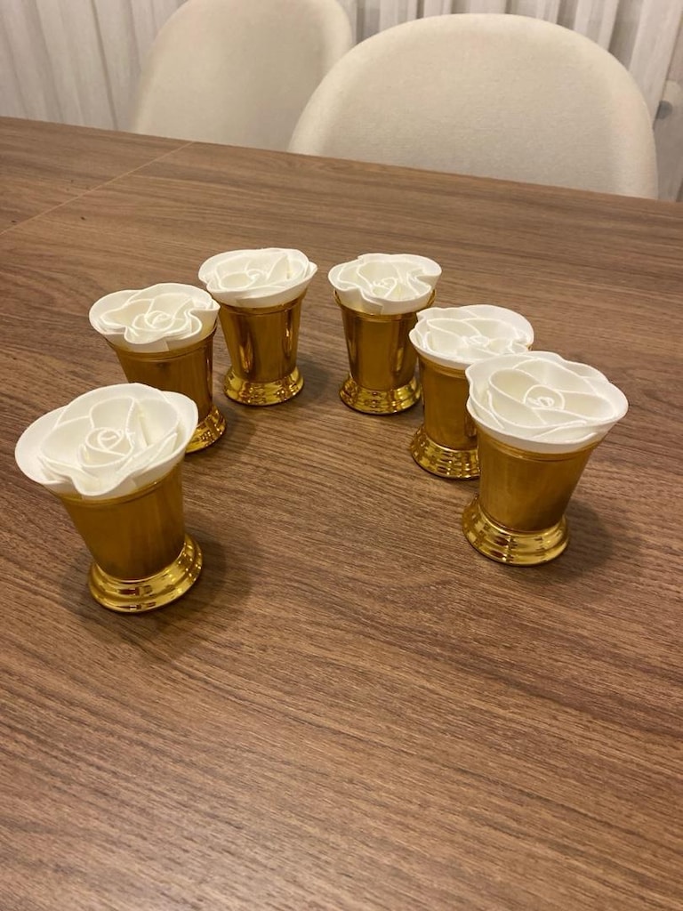6 adet gold şık gül ve gül kovasıSIFIR ÜRÜN - 2