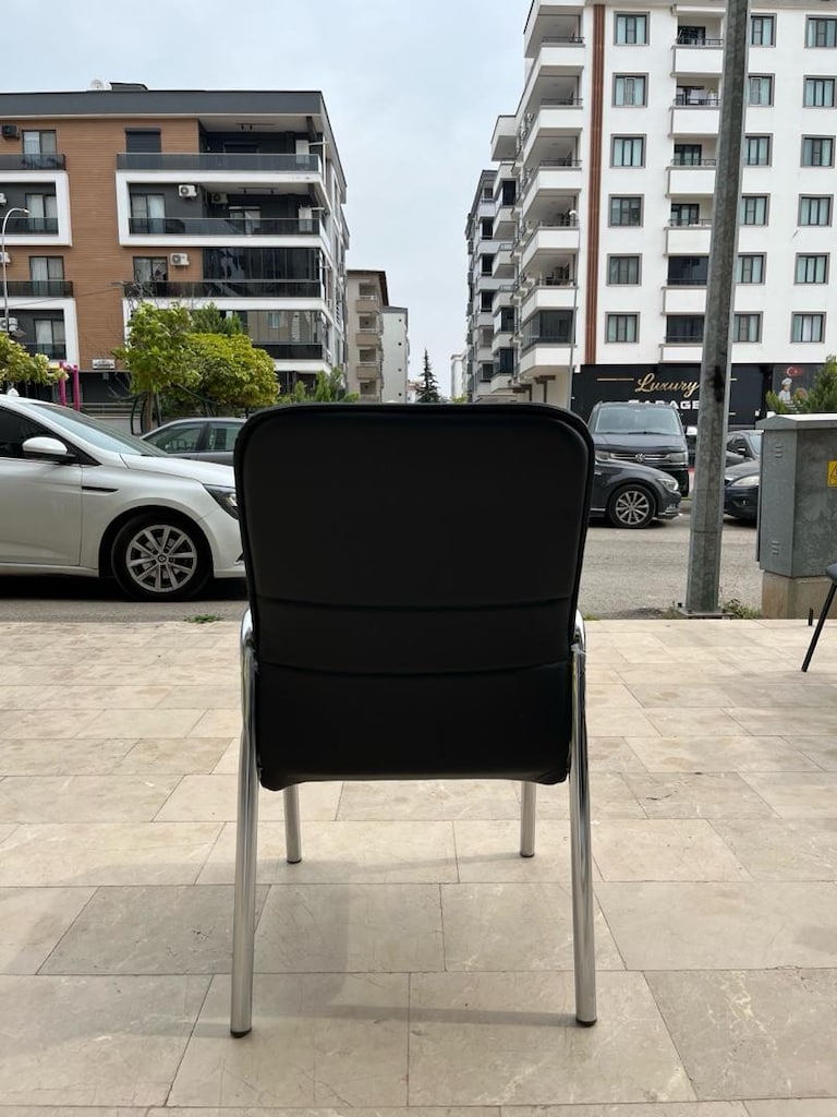 krom metal ayaklı deri bekleme sandalyesi - 3