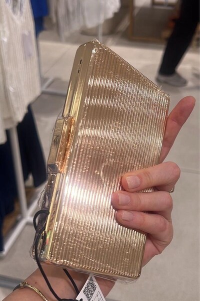 Mango metalik clutch çanta