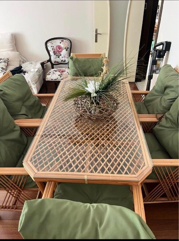 BAMBU BAHÇE MOBİLYASI 6 ADET SANDALYE BİR YEMEK MASASI VE ORTA SEHPASI - 2