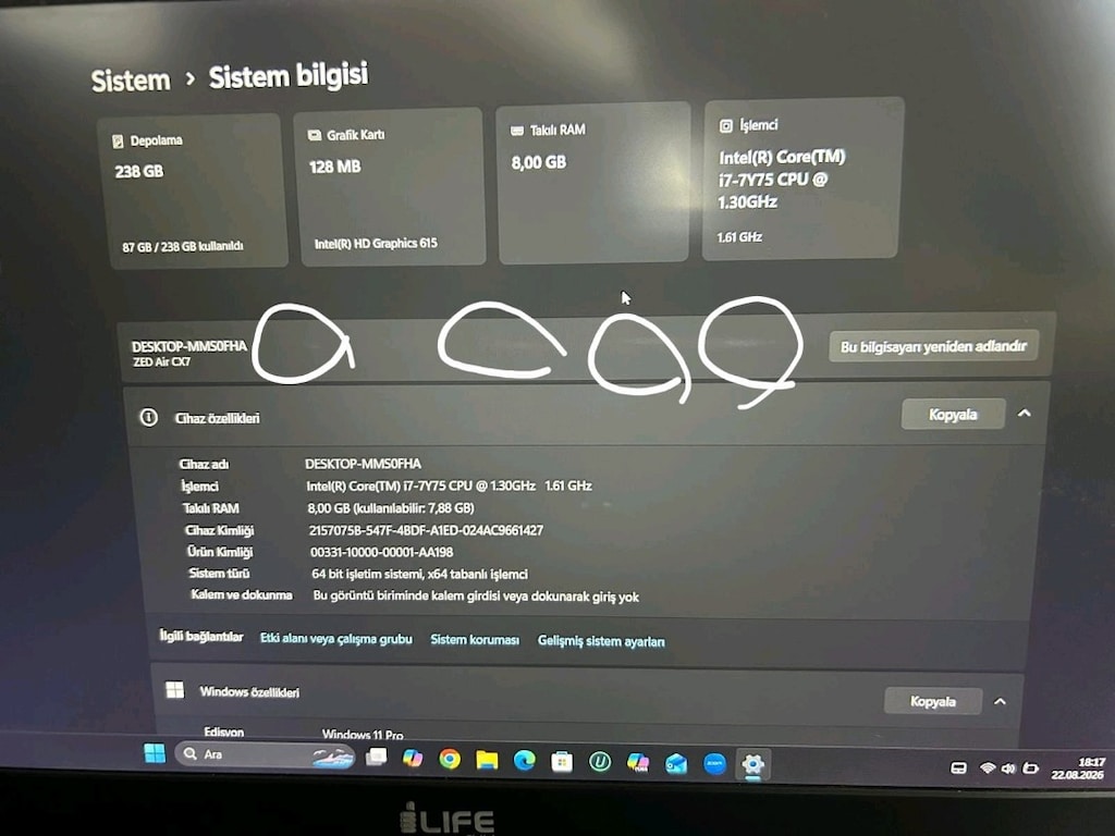 iLife ZED Air CX7 - Intel Core i7, 8GB RAM, Windows 11 Pro Bilgisayar - 4