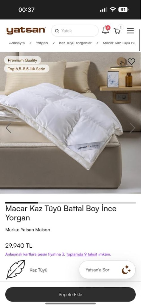 Yatsan Çift Kişilik Yorgan - 4