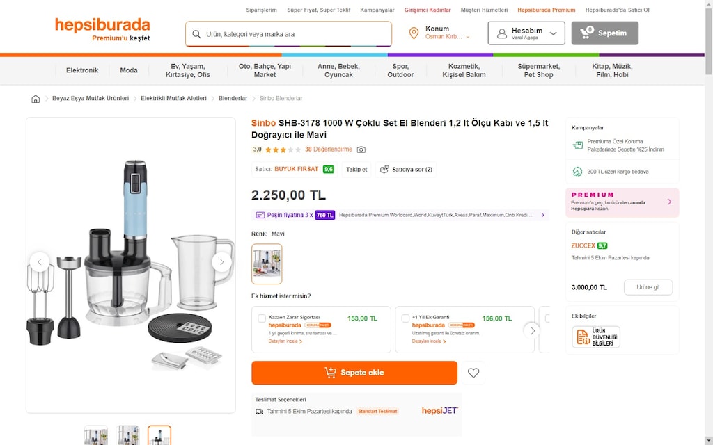 Sinbo SHB-3178 1000W Çoklu Set El Blenderi 1,5 lt Doğrayıcı (Sorunlu) - 15