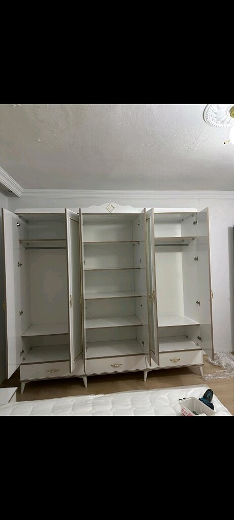 komple MDF yatak odası takımı çift kişilik yatak baza başlık dahildir - 5