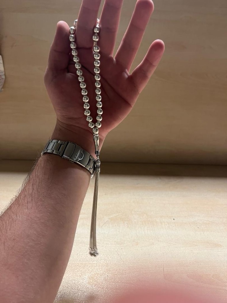 gümüş tesbih 43 gram 925 ayar gümüş - 4