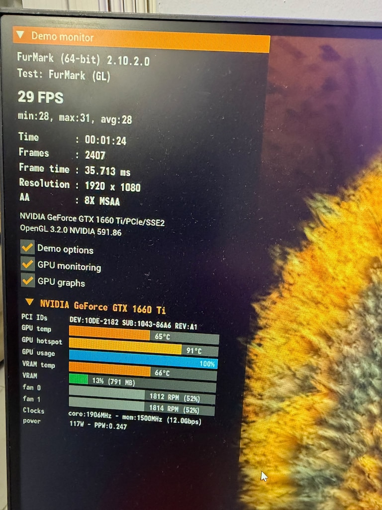 Asus ROG Strix GTX 1660 Ti 6GB (FurMark 65°C Test) - 7