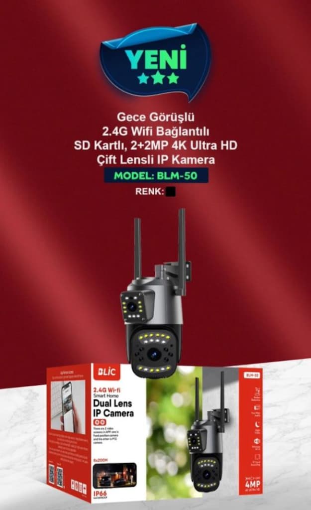 BLİC BLM-50 360 DERECE ÇİFT KAMERA WİFİ IP SU GEÇİRMEZ KABLOSUZ - 5