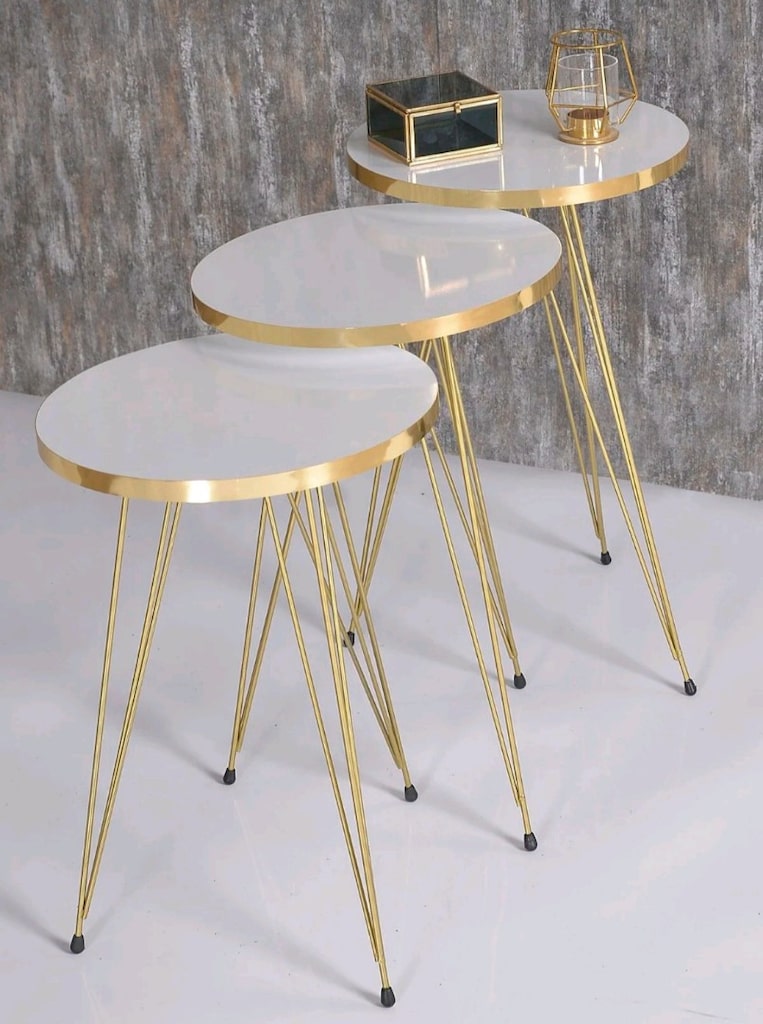 Gold Beyaz Model 3 lü Zigon Sehpa ve Orta Sehpa - 3