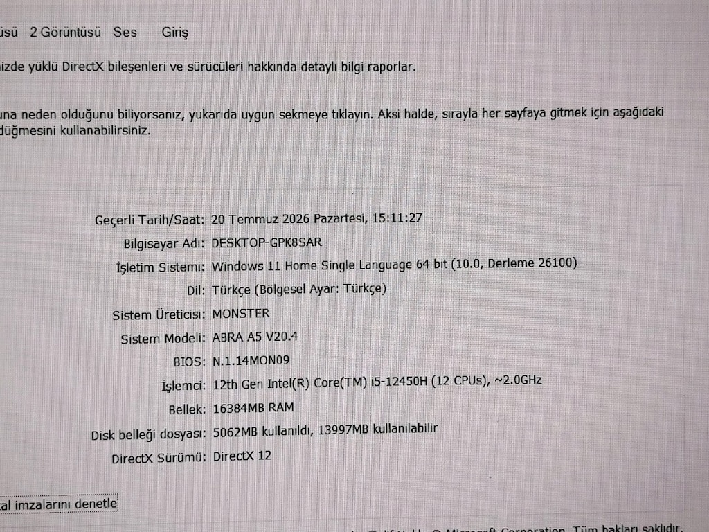 1 YİL GARANTİLİ MONSTER İ5 12.NESİL 16GB RAM 512GB SSD RTX 4050 6GB EK - 3