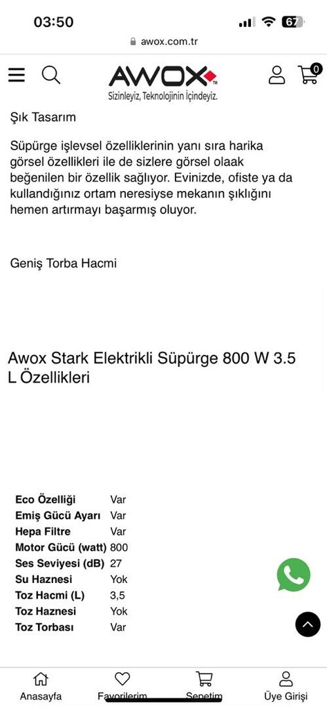 AWOX SESSİZ TORBALI SÜPÜRGE SIFIR awox süpürge sıfır - 4