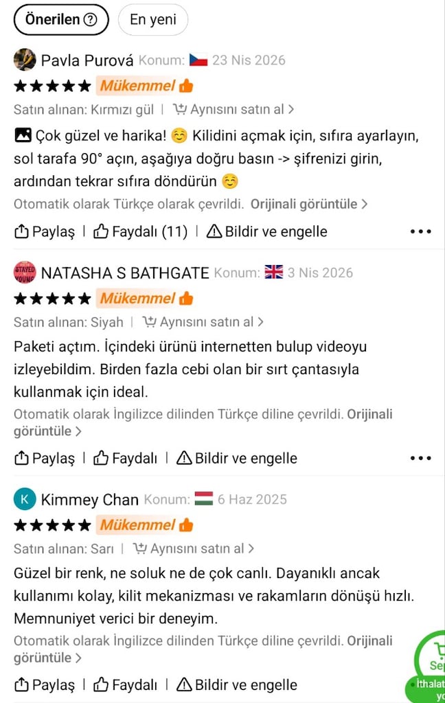 Sıfır 3 Haneli Şifreli Mini Asma Kilit (Siyah) – Dolap / Bavul / Çanta - 5