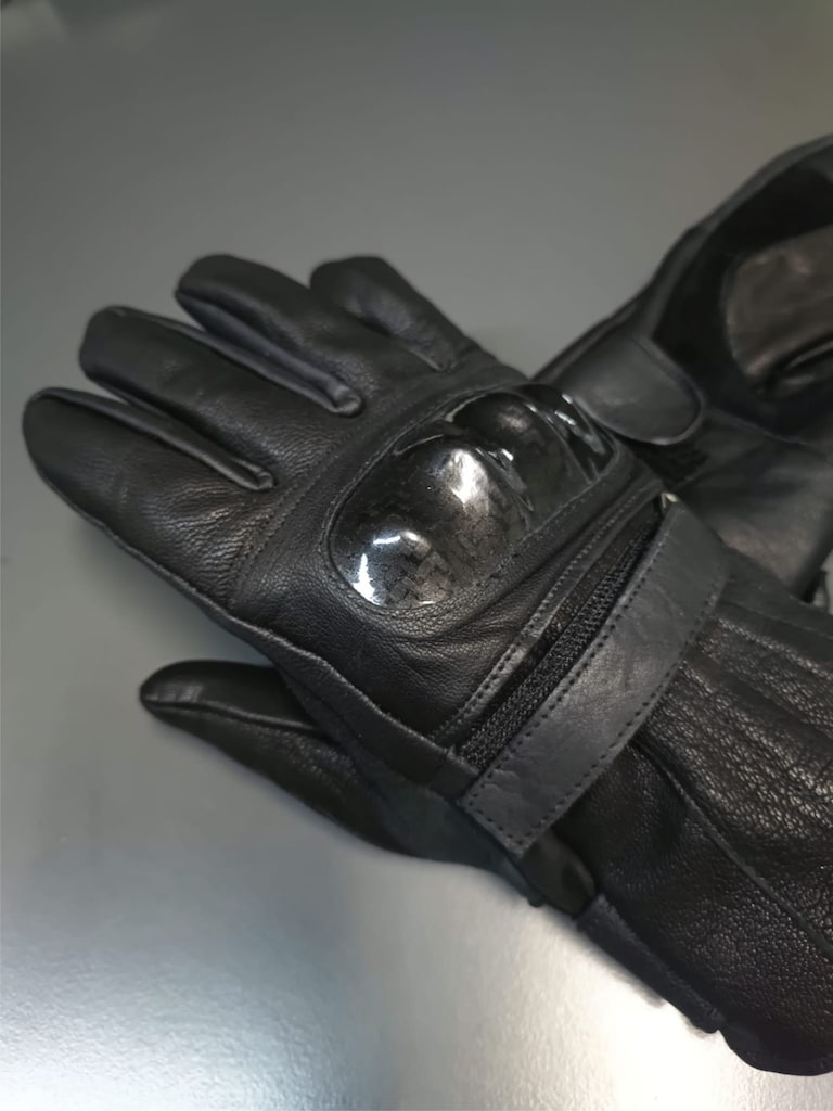 Motorsiklet Eldiveni Deri Kışlık Siyah Renk Carbon - 3