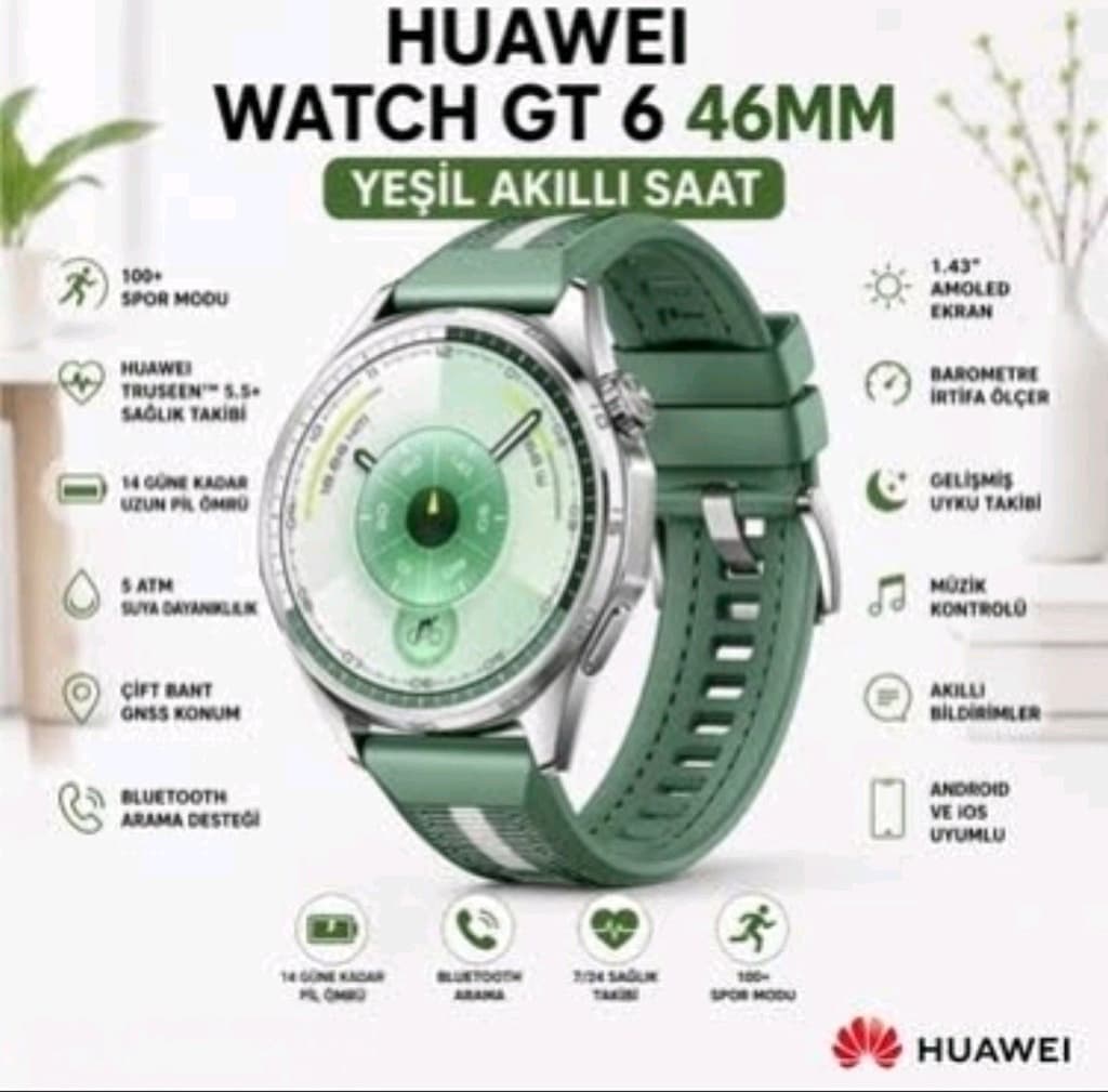 Huawei Watch Saat GT 6 46mm Akıllı Saat 2 Hafta pil Süresi - 3