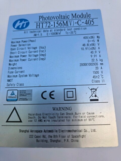 GÜNEŞ PANELİ HT 72- 405W PHOTOVOLTAİC modül PANEL