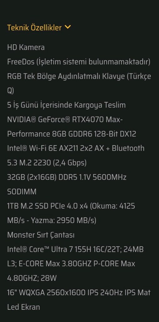 Sıfır Ayarında Monster Tulpar T6 V2.1.2 AI Creator | RTX 4070 - Ultra - 6
