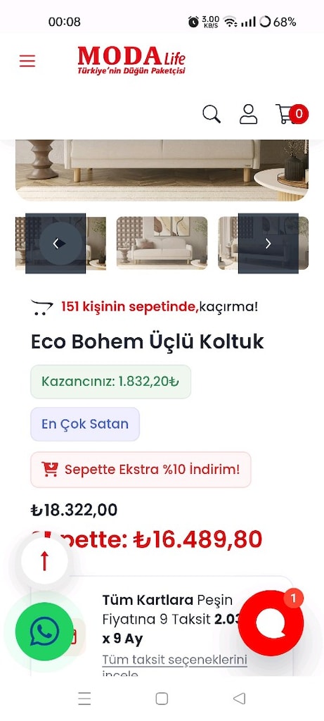 Modalife 3 lü koltuk kanepe çekyat bohem - 10