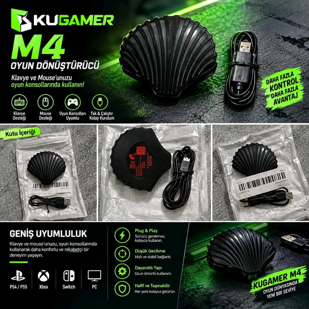 Kugamer M4 Yapay Zeka Oyun klavye mause Donusturucu - 2