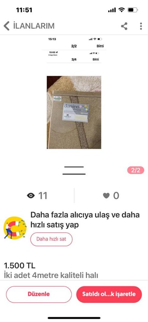İki adet kaliteli halı domino marka - 2