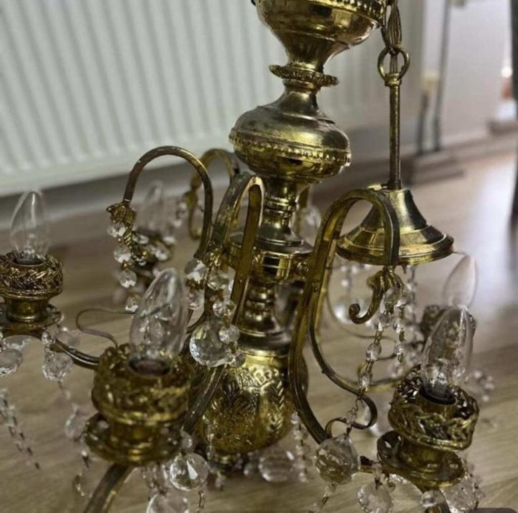 Vintage Ağır Pirinç Döküm Salon Avizeleri(2Adet Çanak+ 1Adet Kristal