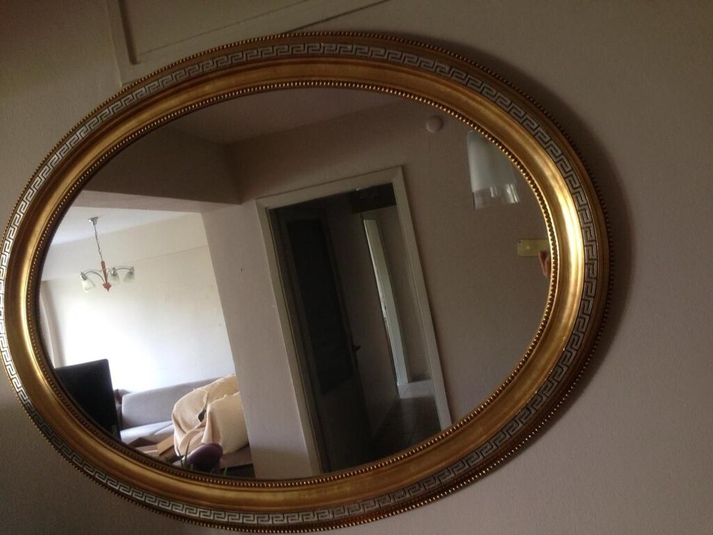 Altın varaklı dekoratif salon duvar aynası 117/90/5 cm - 4