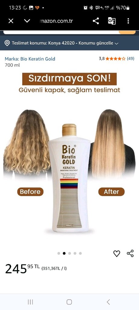 BİO KERATİN GOLD Saç bakım ve düzleştirme kremi.Brezilya fönü keratini - 12