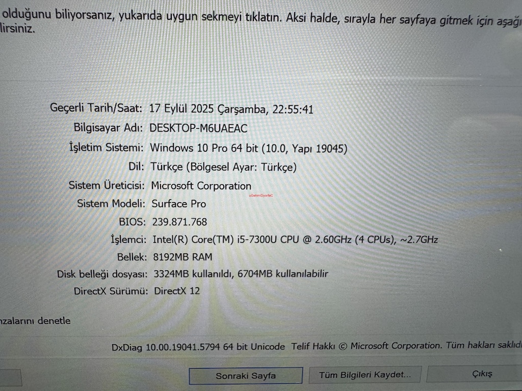 SURFACE İ5 7. NESİL 8 GB RAM 256 NVME DOKUNMATİK + KALEM - 8
