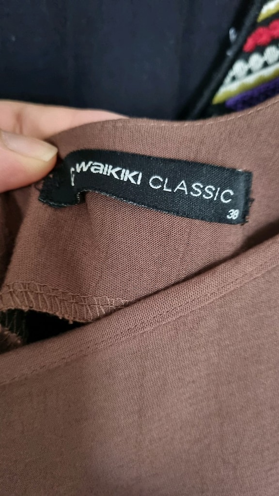 lcw kare yaka kahverengi parçalı elbise - 2