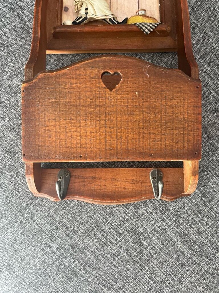 vintage ahşap mutfak duvar askılığı ve raf - 7