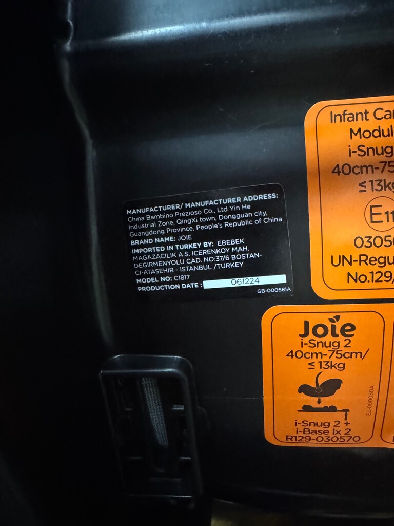 ADAC Testli / Sıfır Ayarında / Sadece 2 Ay Kullanıldı / Joie I-Snug 2 - 5