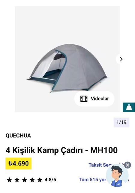 4 kişilik çadır