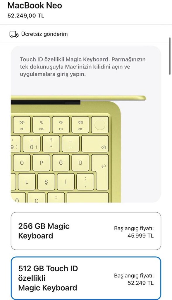 Acil satilik 512gb+parmak izi Çift garantili macbook neo - 7